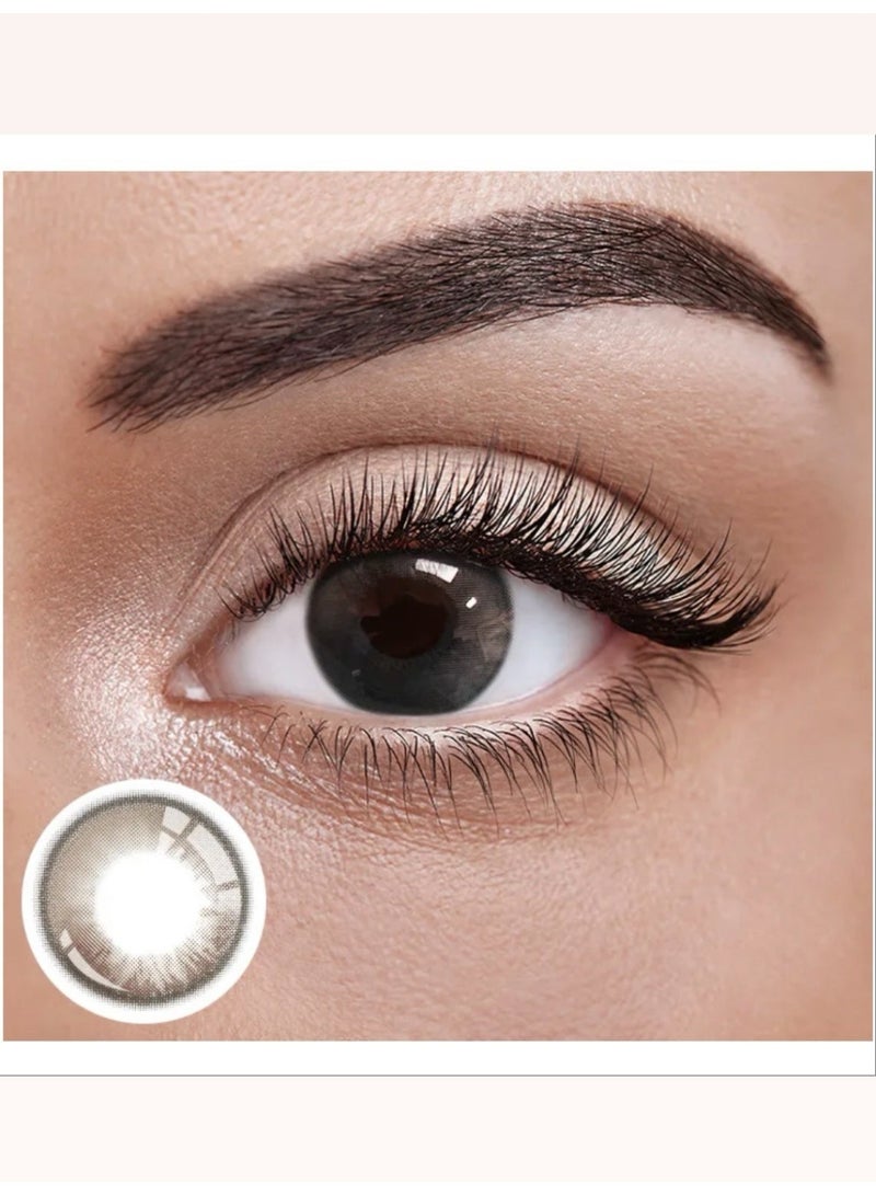 Unibling Aerith Brown Yearly Colored Contact Lenses, Unisex Cosmetic Contact Lenses, Enlargement Collection, Dark Brown, With Case - Image 1